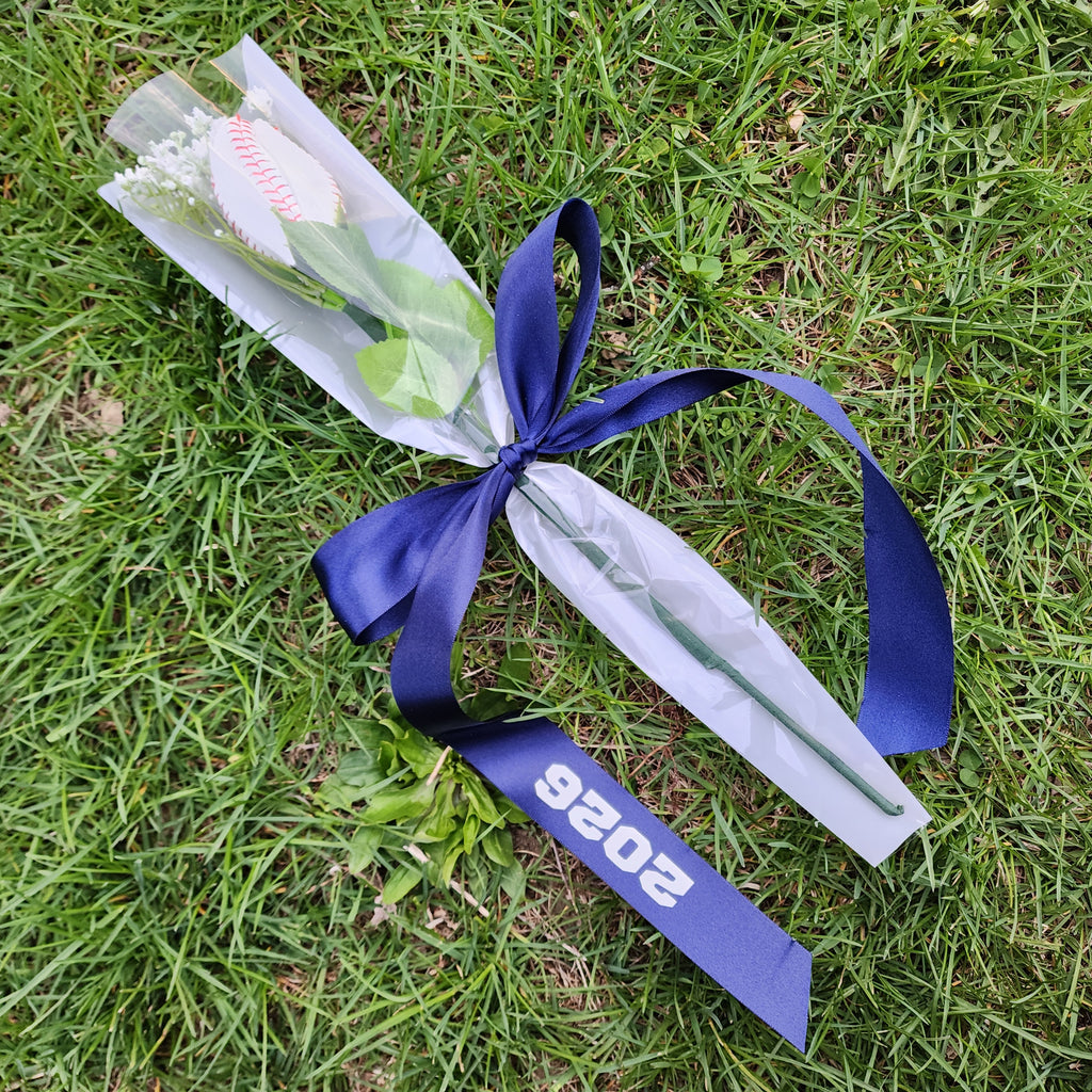Sports ball Rose: Senior Night Gift, Keepsake with Custom Ribbon