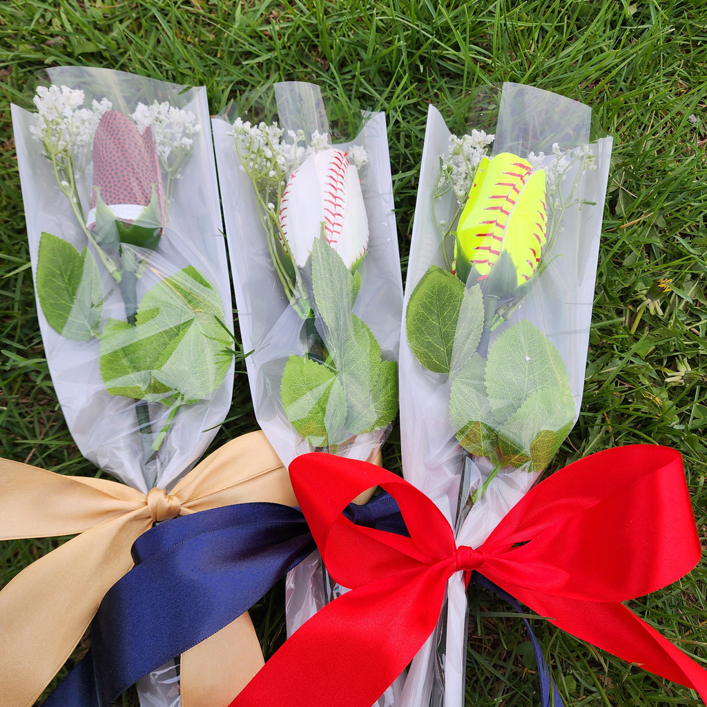 Sports ball Rose: Senior Night Gift, Keepsake with Custom Ribbon