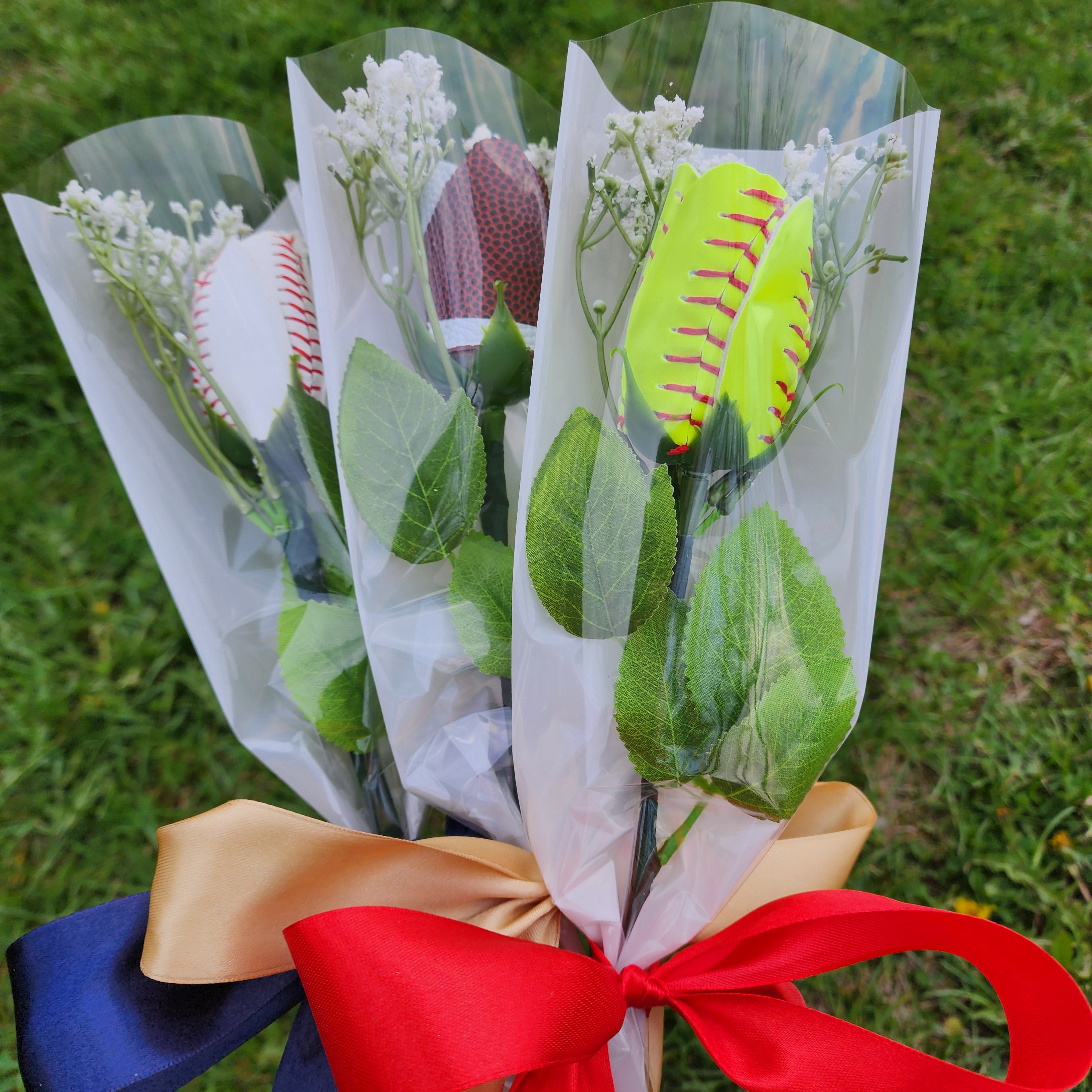 Sports ball Rose: Senior Night Gift, Keepsake with Custom Ribbon