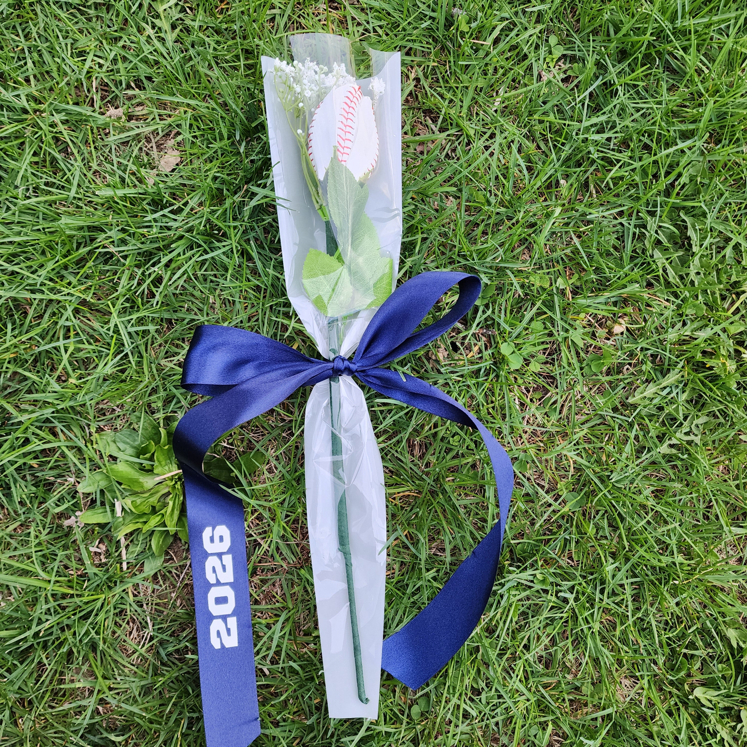 Sports ball Rose: Senior Night Gift, Keepsake with Custom Ribbon