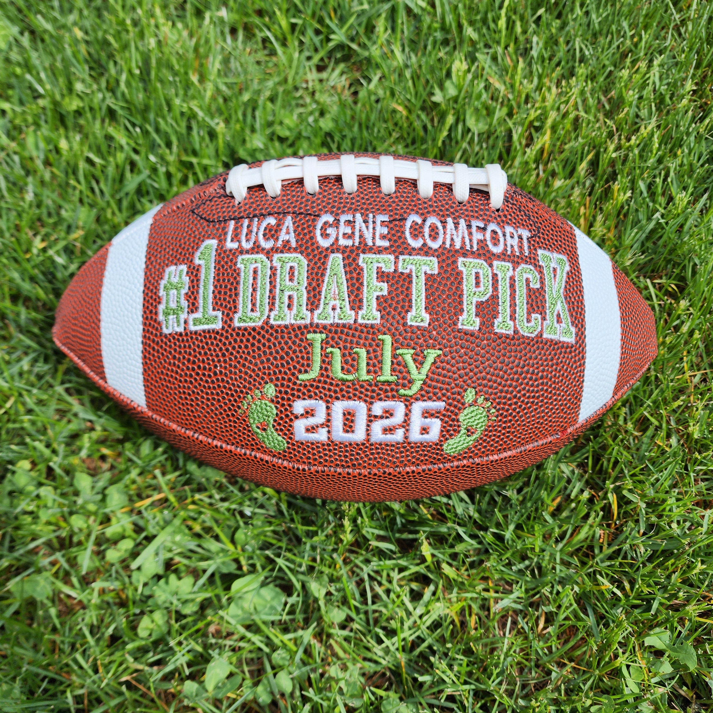 Personalized Embroidered Football: Baby Announcement, Gender Reveal Gift (Copy)