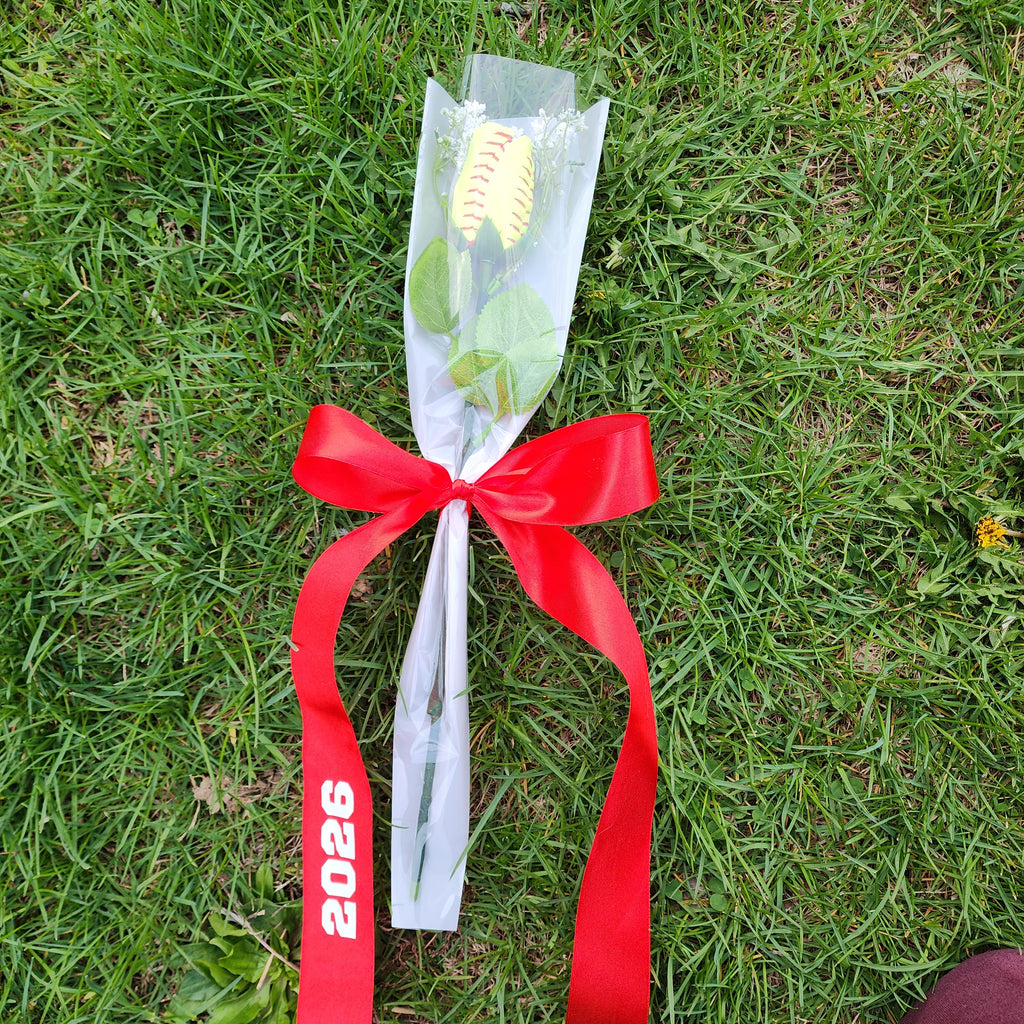 Sports ball Rose: Senior Night Gift, Keepsake with Custom Ribbon