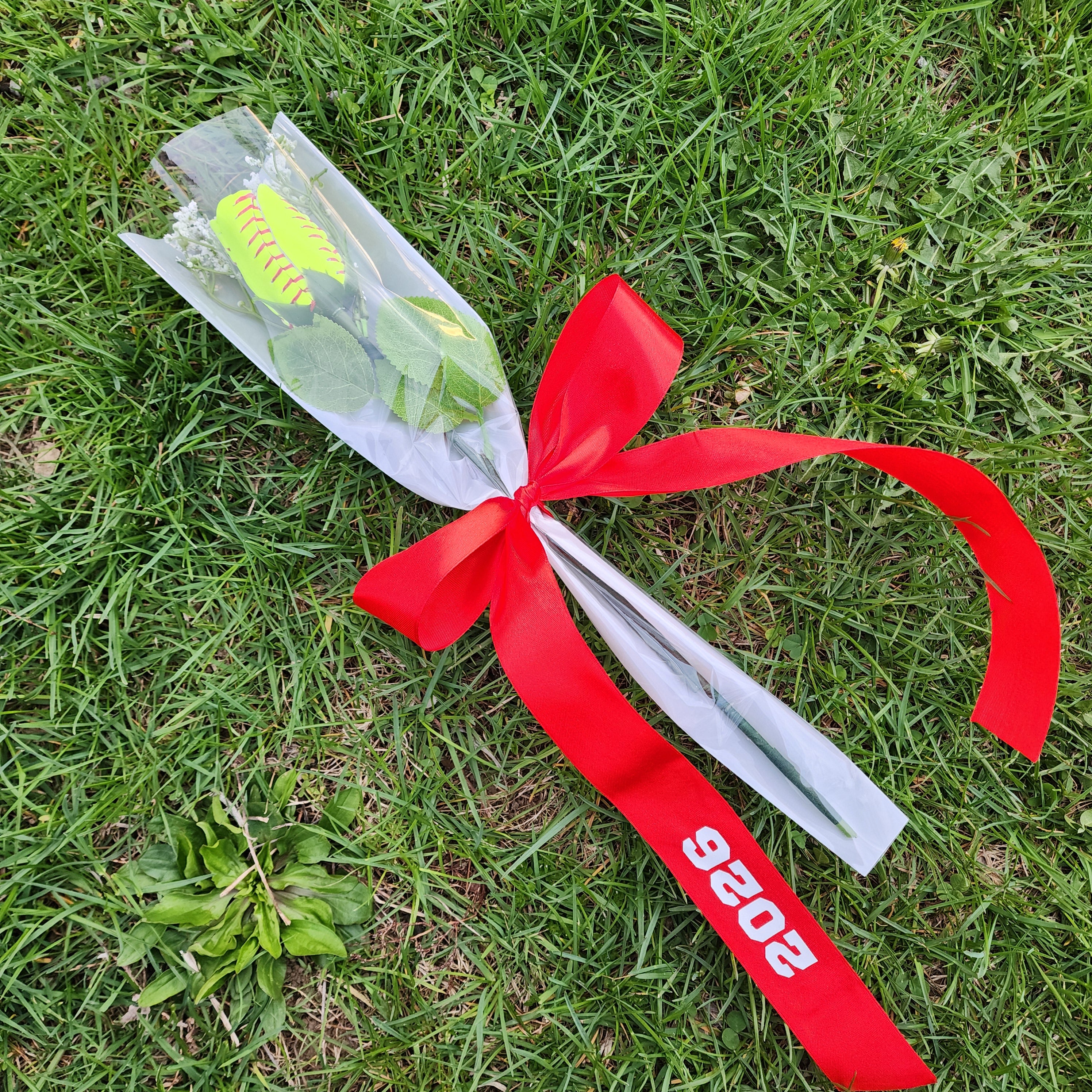 Sports ball Rose: Senior Night Gift, Keepsake with Custom Ribbon