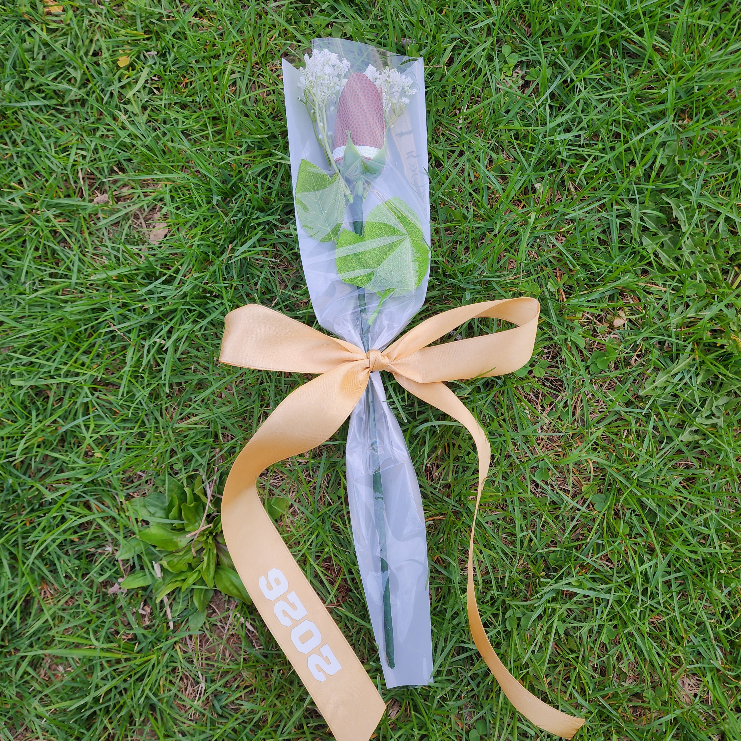 Sports ball Rose: Senior Night Gift, Keepsake with Custom Ribbon